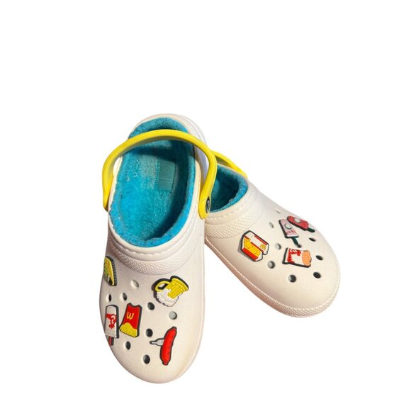 Crocs Jibbitz-Embellished Clogs With Yellow Strap & Blue Lining Size: M4/W6 - Picture 9 of 9